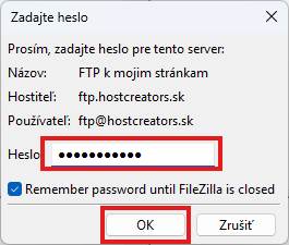 Pripojenie k FTP lokalite