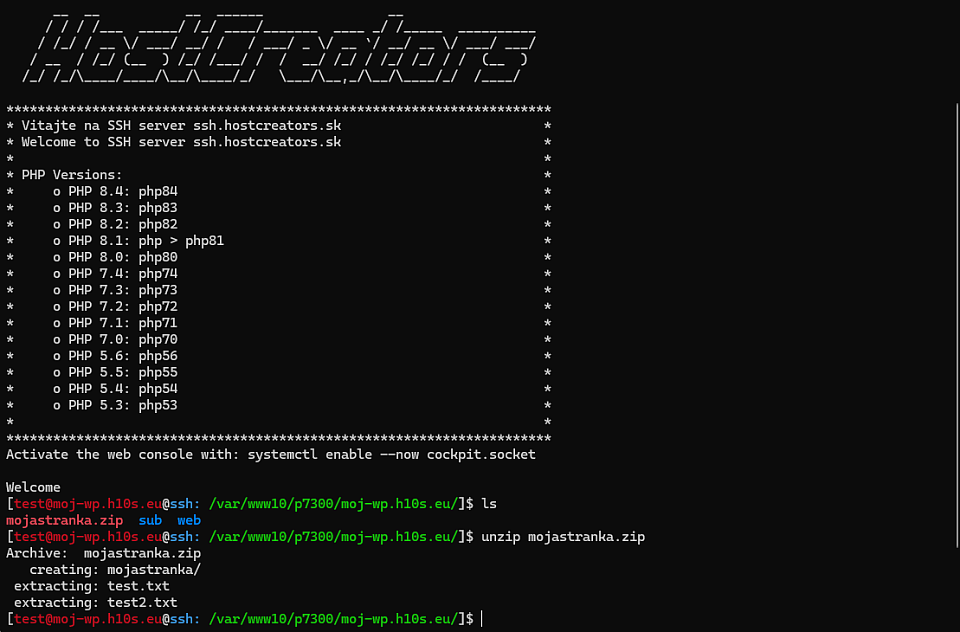 Rozbalovanie ZIP súboru
